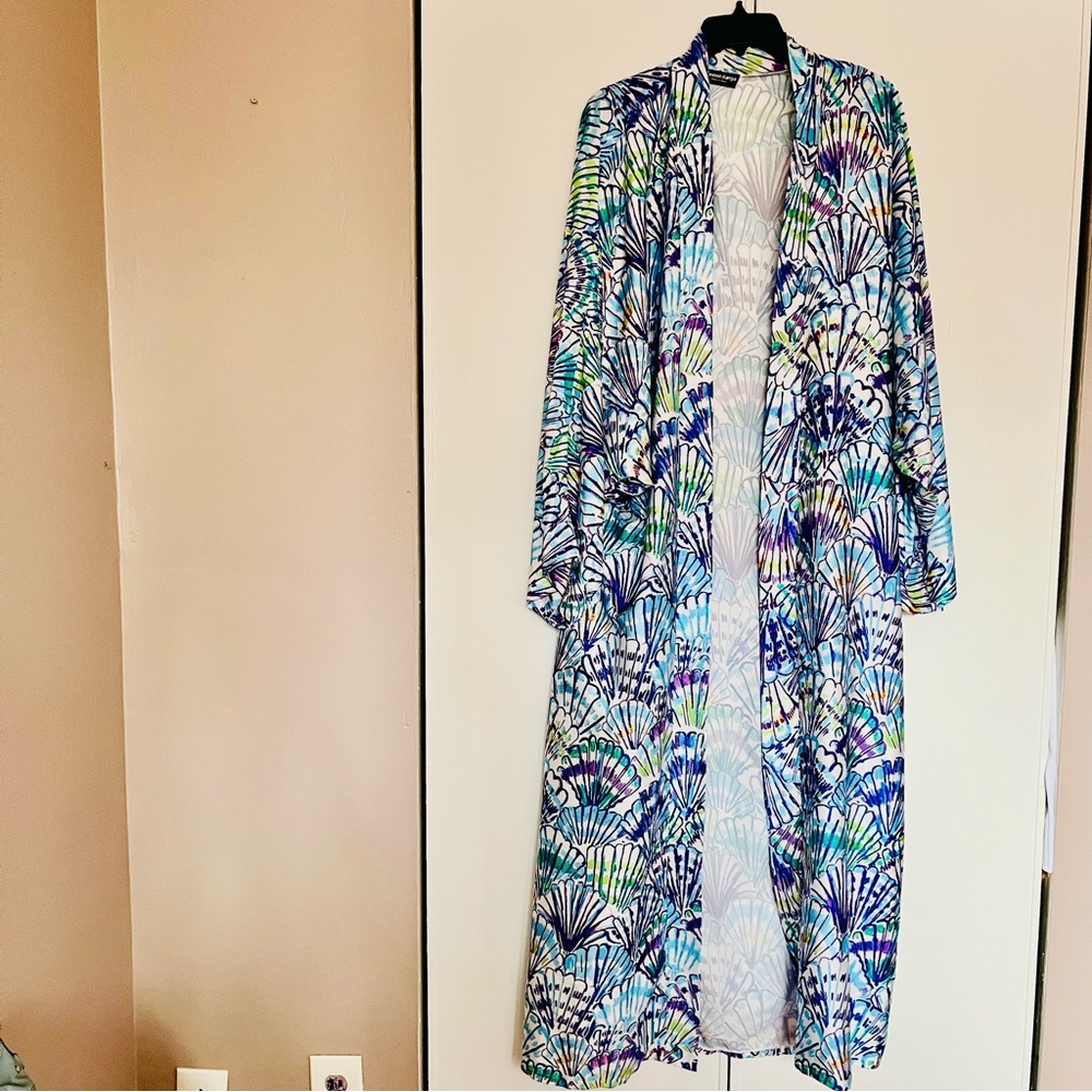 Lightweight Printed Duster Kimono- Blue Multi